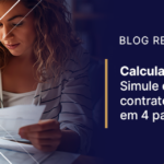 Mulher usando calculadora e analisando documentos com apoio das Calculadoras Financeiras.