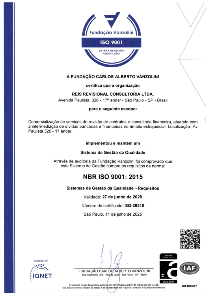 Certificação ISO 9001 - Reis Revisional