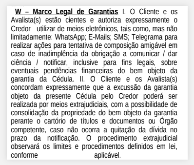 Exemplo de cláusula contratual bancária relativa à busca e apreensão extrajudicial
