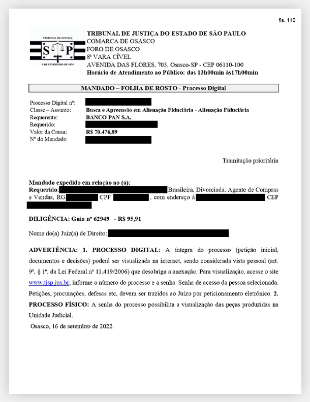 Exemplo de Mandado de Busca e Apreensão 